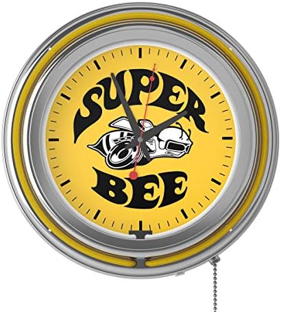 Търговска марка Gameroom Dodge Хромирани Неонови Часовник с Две стъпала нагоре - Super Bee