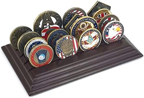 LZWIN 4 Броя Държач за монети, Военни, са подбрани Витрина за монети от Армията на САЩ, на Дървена Поставка, с Капацитет
