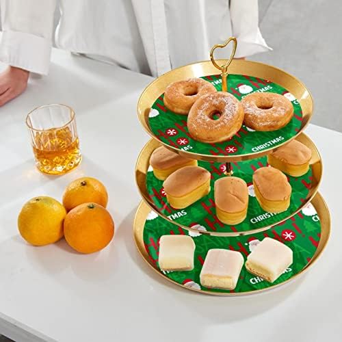 Коледен 3-Те Нива, Държач за Кексчета Дядо Коледа, Поставка за Десерт, Кула за Кексчета за Чай, на Сватбата, на шведска маса за Рожден Ден