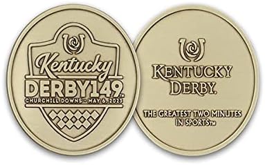 Индиана Метално Занаят Кентъки Дерби 149 са подбрани Латунная Монета Покана с Дървена Витрина Произведено в САЩ