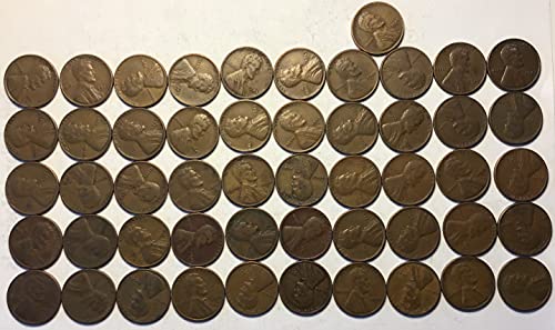 1945 D Линкълн Пшеничен Цент, Пени Ролка 50) Монети Наказателни