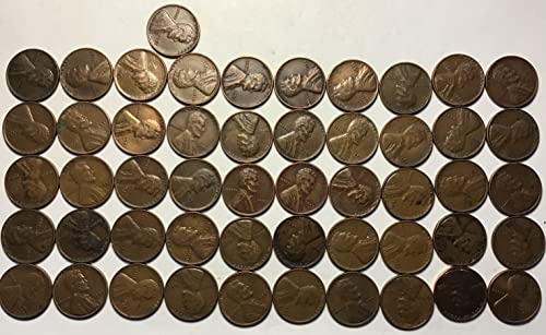1953 P Линкълн Пшеничен Цент, Пени Ролка (50) Монети Пени Продавач Е Много Добър
