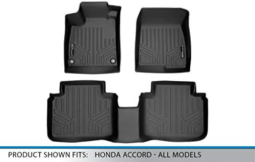 MAXLINER Custom Fit Подови постелки 2-Ред комплект обшивки Черен Съвместима с Honda Accord 2018-2022 година на издаване