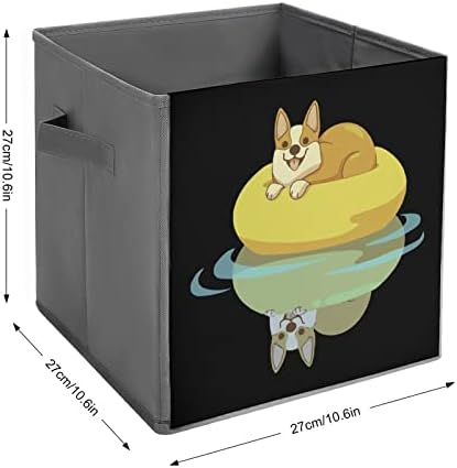 Летни Сгъваеми Кутии За Съхранение от Изкуствена Кожа Corgi, Холщовая Кошница-Органайзер под формата на Куб с Дръжки