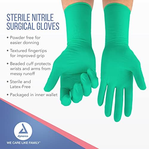 Стерилни за Еднократна употреба Нитриловые Хирургически ръкавици Dynarex, Без прах, Пакетиран двойки, За професионално