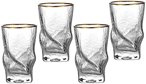 EVEREST GLOBAL Подправени чаши за хайбола в златна рамка, Творчески комплект от 4 чаши за пиене на вода в Европейски