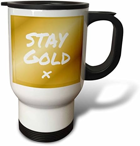 3dRose Stay Gold Цитат на Матово кафяво-Златисто Пътна чаша be True to Yourself, 14 грама, бяла