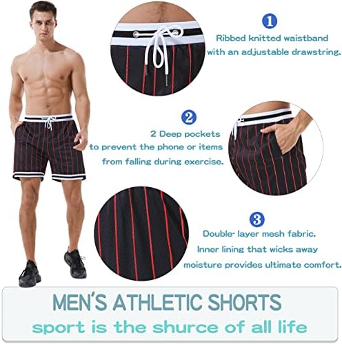 HEALONG Баскетболни Спортни къси Панталони за Мъже - Мрежести Спортни Шорти за Занимания във Фитнес Залата с завязками