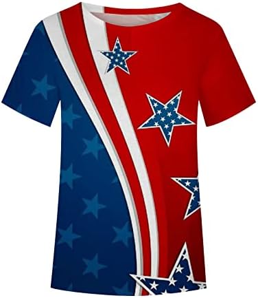 Риза с Флага на сащ, Женска Тениска на 4 юли, Патриотическая Тениска В Звездна Лента, Тениска с изображение на Знамето на САЩ, Дамски Блузи С Къс Ръкав