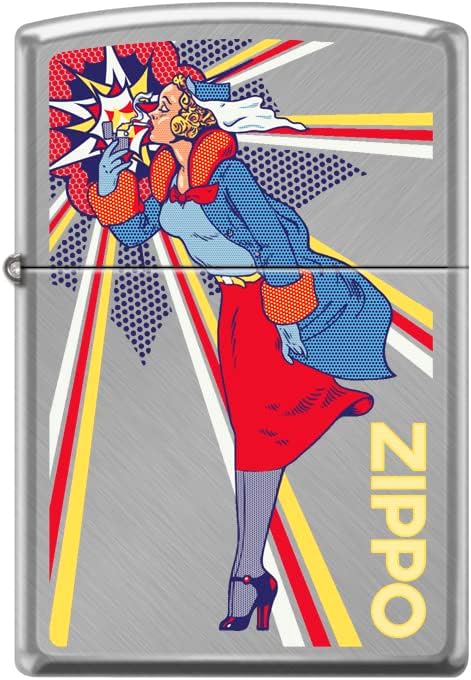 Запалки Zippo в стил поп-Арт е Ветровито момиче (Рисуване на коледна елха)