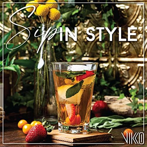 Чаши Vikko за пиене, Чаши на 12 Унции, Опаковки от 12 Чаши от кристално чисто стъкло за вода или сок, Елегантна