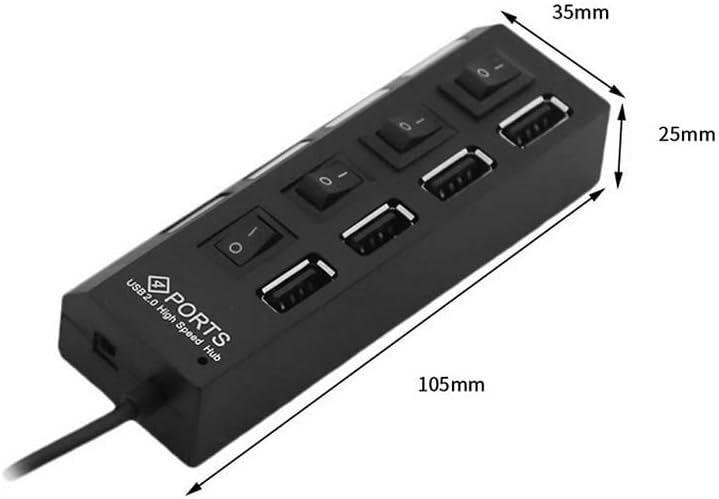 4-Портов хъб USB 2.0 с Независима led превключвател на захранване (HB-4) Черно