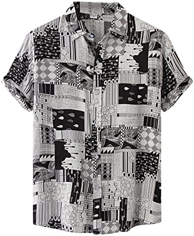 ZDFER Мъжки Хавайски Ризи С една вълнообразна Принтом, Ризи с копчета и Къс ръкав, Плажни Ежедневни Летни Ризи С отложным яка
