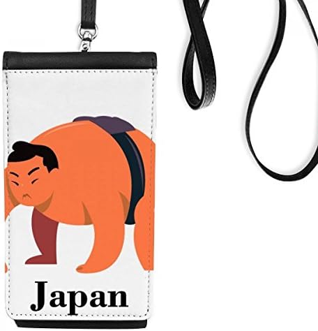 Традиционен Японски Борят Сумо Телефон В Чантата Си Портфейл Окачен Мобилен Калъф Черен Джоба