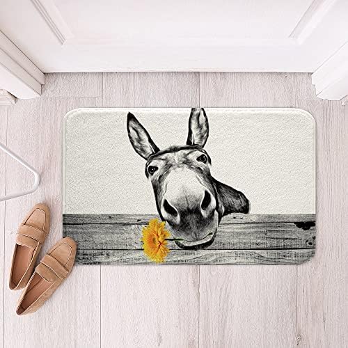 Erosebridal Забавно килимче За Баня с Donkey 16x24 + Комплект Чаршаф В Пълен Размер 4шт