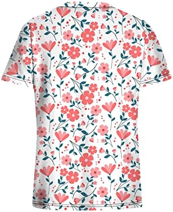 Риза Дамски Лято Есен С Къс Ръкав V Образно деколте Графичен Цветен Офис Търкане Униформи Блуза, Тениска за Момичета