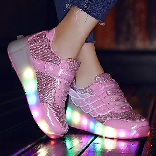 Ehauuo/ Обувки на колела Унисекс, детска led светлини, USB зареждане, мигащи маратонки за Ролери, Подарък за Момичета