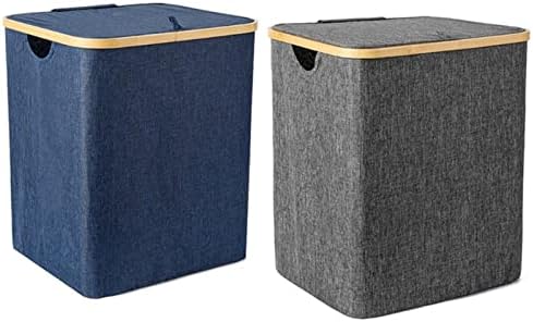 Кошници за бельо FUUIE Кошница за съхранение на Дрехи със Сгъваем капак за кошници за бельо (Цвят: синьо)