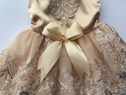 Дантелено Сватбена рокля с бродерия на цветя Vedem Pet Dog (M, Злато)