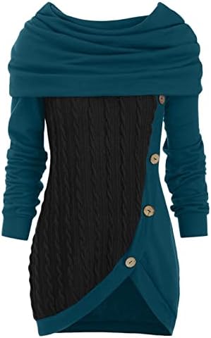 Женски костюм NOKMOPO с Дълъг Ръкав Потник Плюс размери, Пуловер с кръгло деколте и дълъг Ръкав, Обикновена Асиметрични