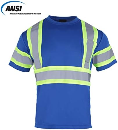 VENDACE Мъжки Защитна тениска с висока видимост, клас 2 ANSI, Светоотражающая Работна Риза с Къс ръкав и Черен Дъното