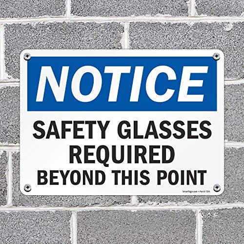 SmartSign-U9-1557-NP Знак Внимание - След тази позиция се изискват защитни очила | Пластмаса 10 x 14 инча
