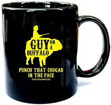 Човек на Буйволе - Забавно Подарък Черни Керамични Кафеена Чаша с тегло 11 грама