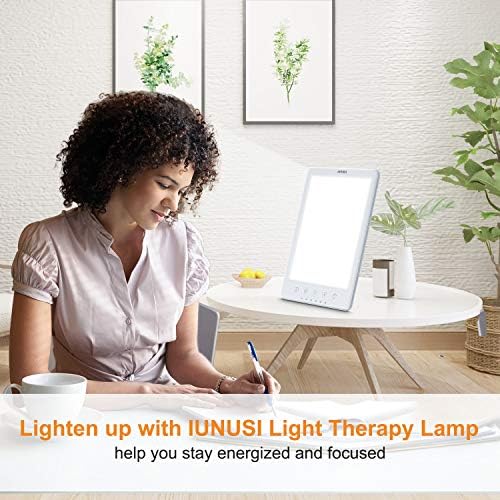Светотерапевтическая лампа IUNUSI 10 инча, Преносими лампа 10000 Апартамент без UV радиация, Функция таймер, Регулируеми