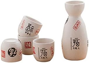 Керамични Японски Комплект за Саке, Бутилка, Чаши, 5 броя, Бар, Прибори, Комплекти За Вино, Топли Комплекти С Корк