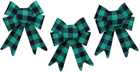 Декоративни празнични панделки Iconikal, 5 х 7 инча (в зелена клетка цвят буйволицы), 12 броя в опаковка