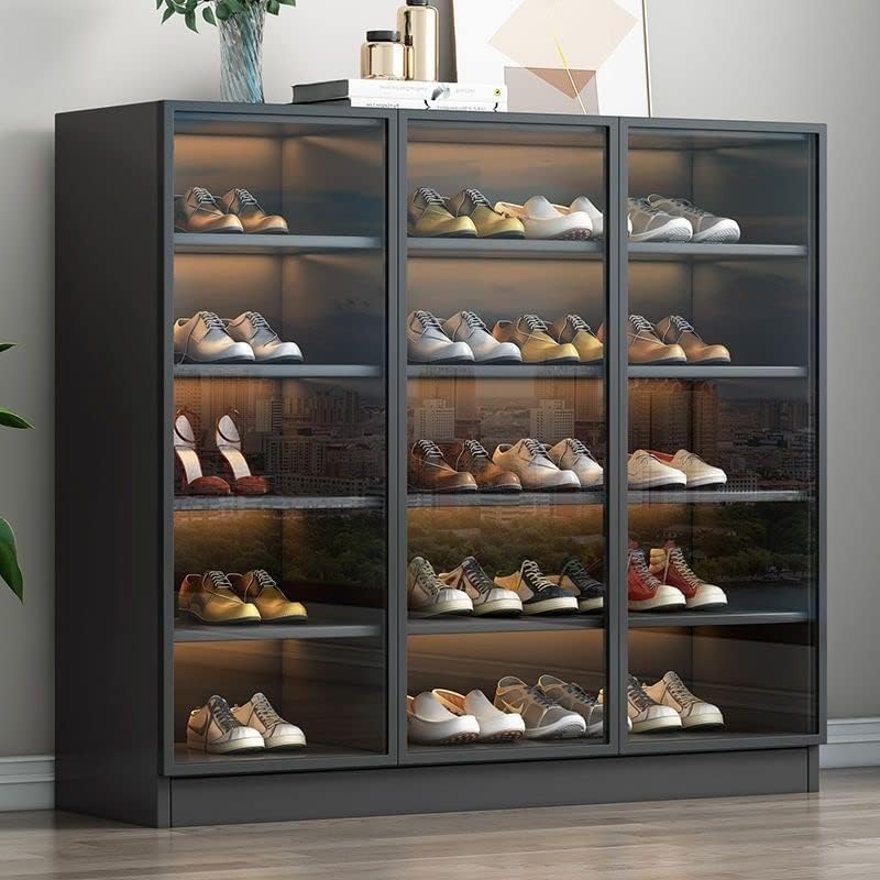 Шкаф за съхранение на обувки KIZQYN Стъклен Шкаф за обувки Врата на шкаф за входно антре на Вратата Балконный шкаф за съхранение на Шкаф за обувки за антре (Размер: 90x35x1