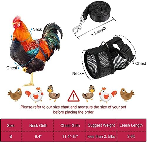 Регулируема Шлейка за Пилета с каишка - Удобен Жилетка за Пиле с Дишаща Мрежа, Шлейка за Дресура на Пилета и Каишка