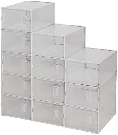 Кутии за съхранение на обувки От 12 Опаковки Прозрачна Пластмаса, Штабелируемые - Бял