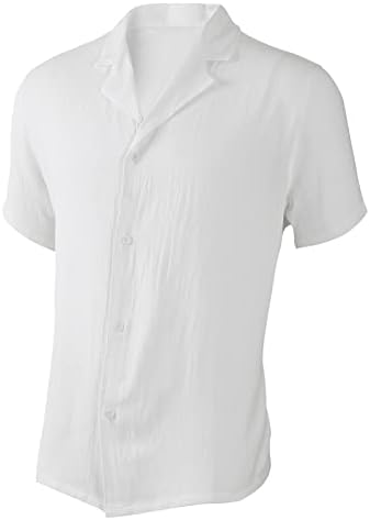 2023 Нова Мъжки Однотонная Риза С Къс Ръкав Копчета Памучен Бельо Риза Туника Риза