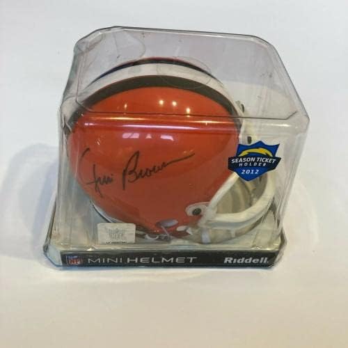 Истински мини-Каска Riddell Cleveland Browns с автограф на Джим Браун JSA COA - Мини-Каски NFL С автограф