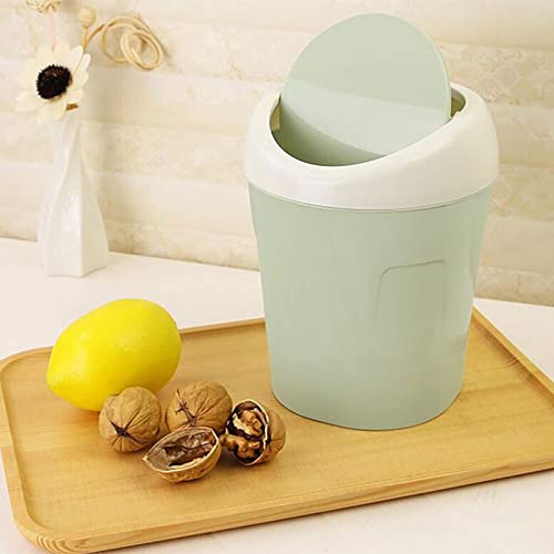 Кофа за боклук ZUKEELJT За съхранение на отпадъци Практичен Зелен Малък Настолен Мини Творчески Закрит кофа за Боклук, за Кухнята, за Хола, Нов настолен (Цвят: сив)