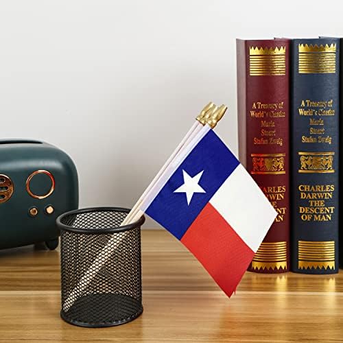 Флаг на щата Тексас Лебэй Мини Малки Ръчни Знамена-Пръчки 4x6 Инча 12 Бр.