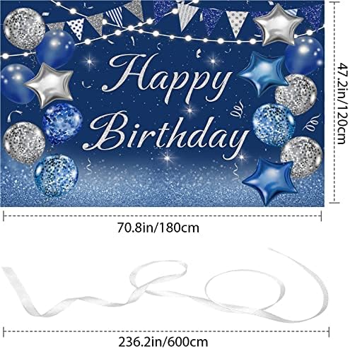 Честит Рожден Ден на Фона Украса Тъмно Сини и Сребърни Блестящи Балони Звезда Банер на Фона на Мъже, Жени Рожден