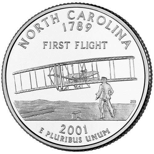 2001 D BU Избор тримесечие на щата Северна Каролина Необращенный Монетен двор на САЩ
