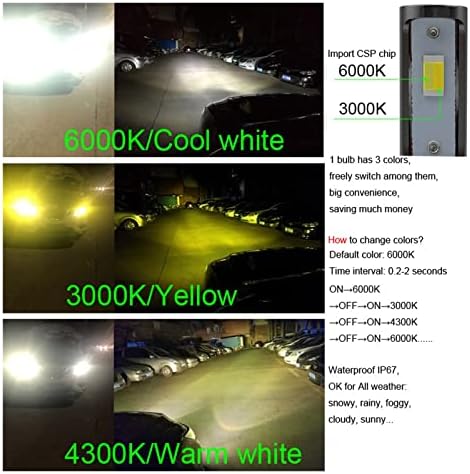 3 Цвята led светлини H4 H7 H11 9005 9006 H1 H3 H8 H9 H27 Мини лампи led автомобилни фарове за мъгла 12 60 W 8000Lm